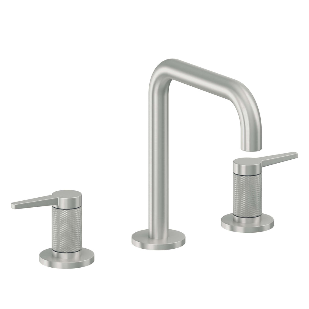 California Faucets D Street 8" Llave de Lavabo de 3 Orificios para Cubierta, con Dos Manerales - Palanca Plana - Cromo Satinado