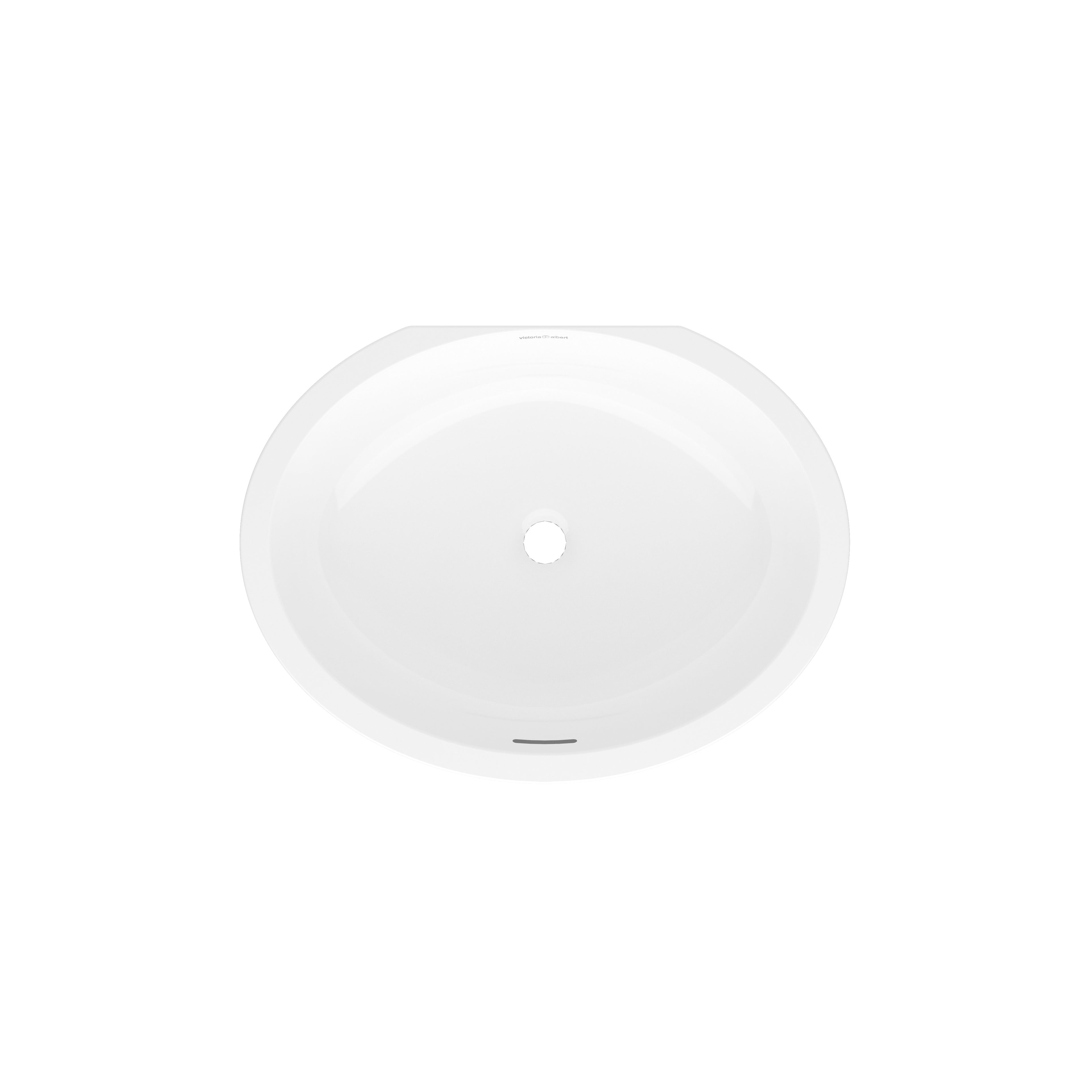Lavabo Kaali de Victoria + Albert en piedra volcánica blanca, vista en ángulo sobre fondo blanco (53 × 46 cm)