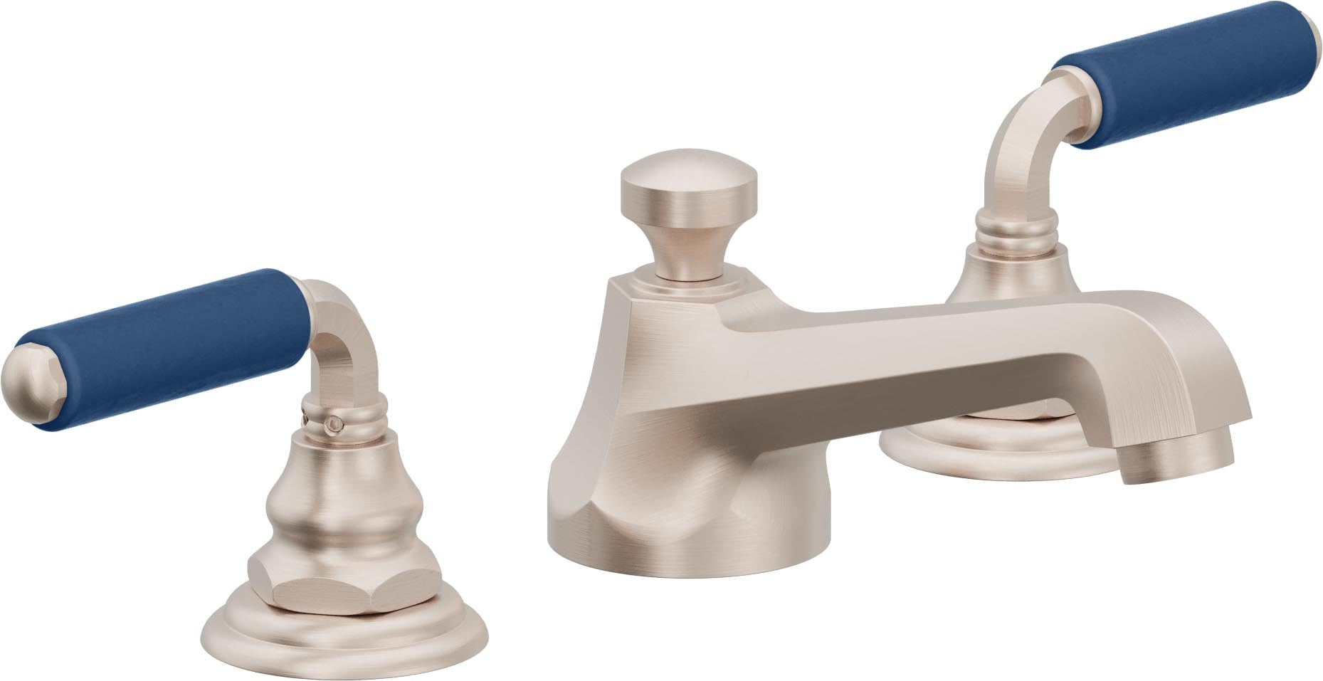 California Faucets Del Mar 8" Llave de Lavabo de 3 Orificios para Cubierta, con Dos Manerales - Níquel Satinado