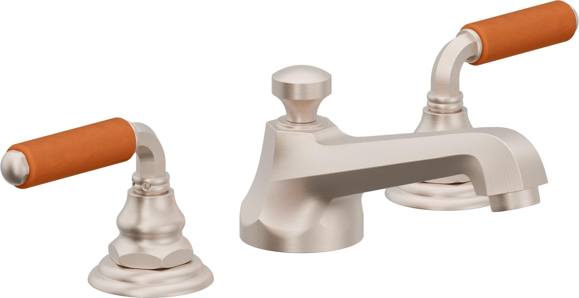 California Faucets Del Mar 8" Llave de Lavabo de 3 Orificios para Cubierta, con Dos Manerales - Níquel Satinado