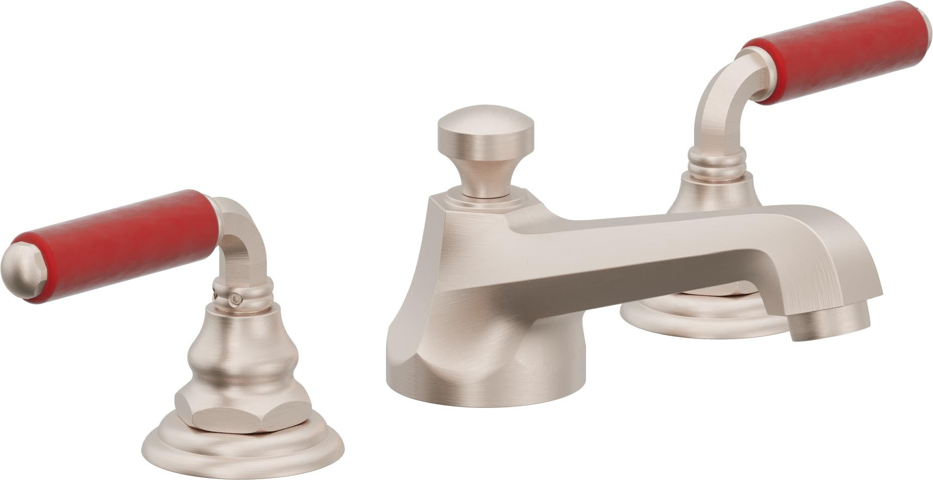 California Faucets Del Mar 8" Llave de Lavabo de 3 Orificios para Cubierta, con Dos Manerales - Níquel Satinado