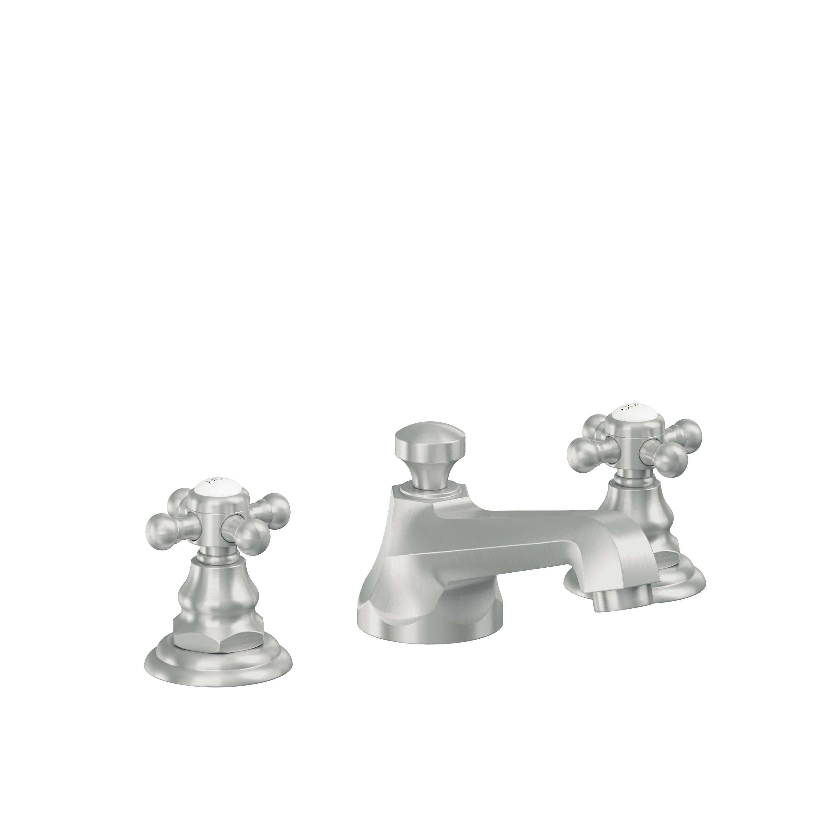 California Faucets Del Mar 8" Llave de Lavabo de 3 Orificios para Cubierta, con Dos Manerales - Cromo Satinado