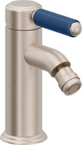 California Faucets Del Mar Bidet de Un Solo Orificio - Manija de Porcelana Azul - Níquel Satinado
