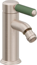 California Faucets Del Mar Bidet de Un Solo Orificio - Manija de Porcelana Verde - Níquel Satinado