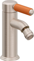 California Faucets Del Mar Bidet de Un Solo Orificio - Manija de Porcelana Naranja - Níquel Satinado