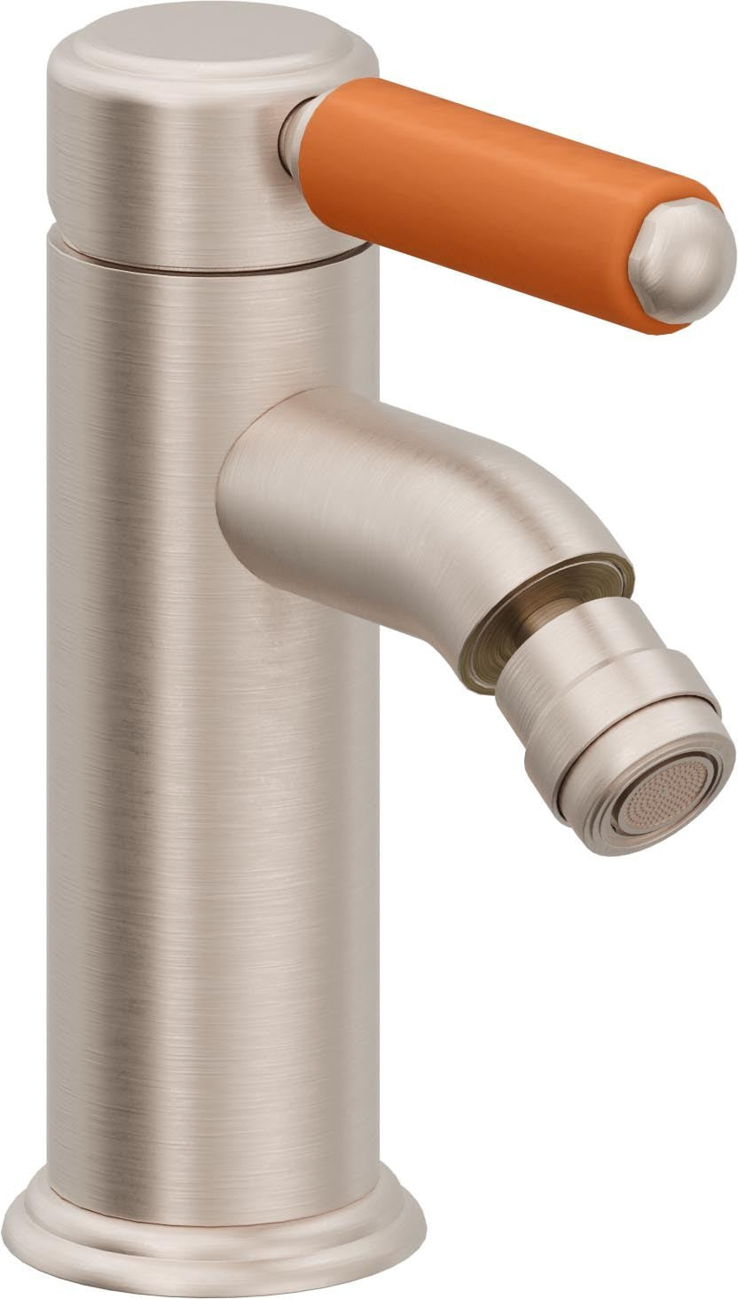 California Faucets Del Mar Bidet de Un Solo Orificio - Manija de Porcelana Naranja - Níquel Satinado