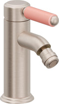 California Faucets Del Mar Bidet de Un Solo Orificio - Manija de Porcelana Rosa - Níquel Satinado