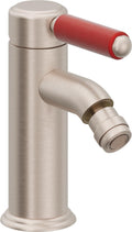 California Faucets Del Mar Bidet de Un Solo Orificio - Manija Roja - Níquel Satinado