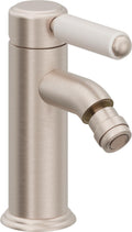 California Faucets Del Mar Bidet de Un Solo Orificio - Manija de Porcelana Blanca - Níquel Satinado