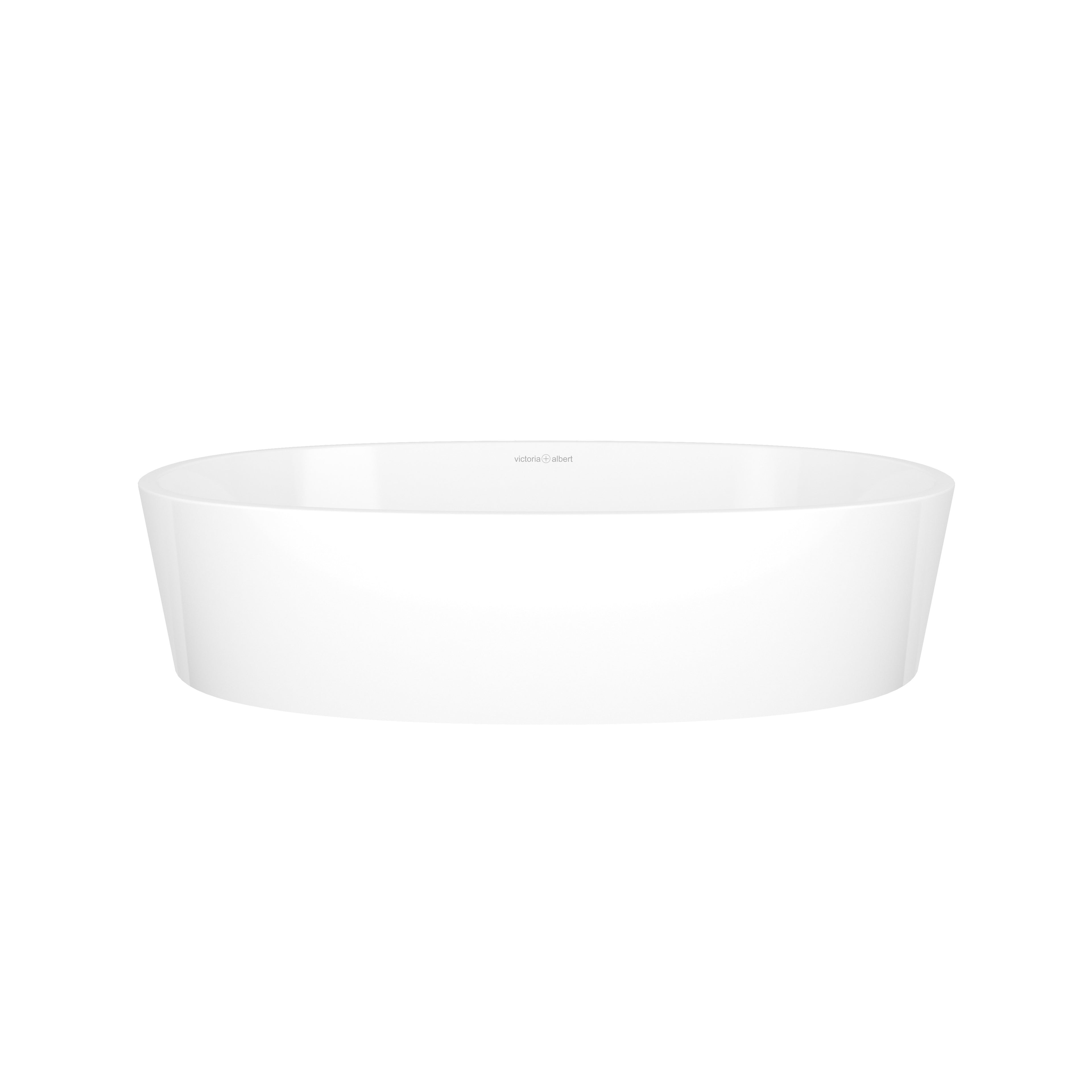 Lavabo IOS de Victoria + Albert en piedra volcánica blanca, vista en ángulo sobre fondo blanco (53 × 36 cm)