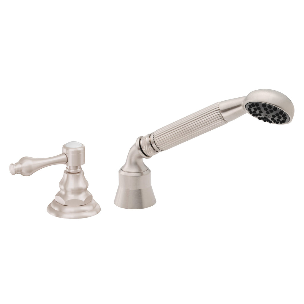 California Faucets Salinas Regadera de Mano y Desviador Completo para Tina Romana - Cruz de Gota - Níquel Satinado