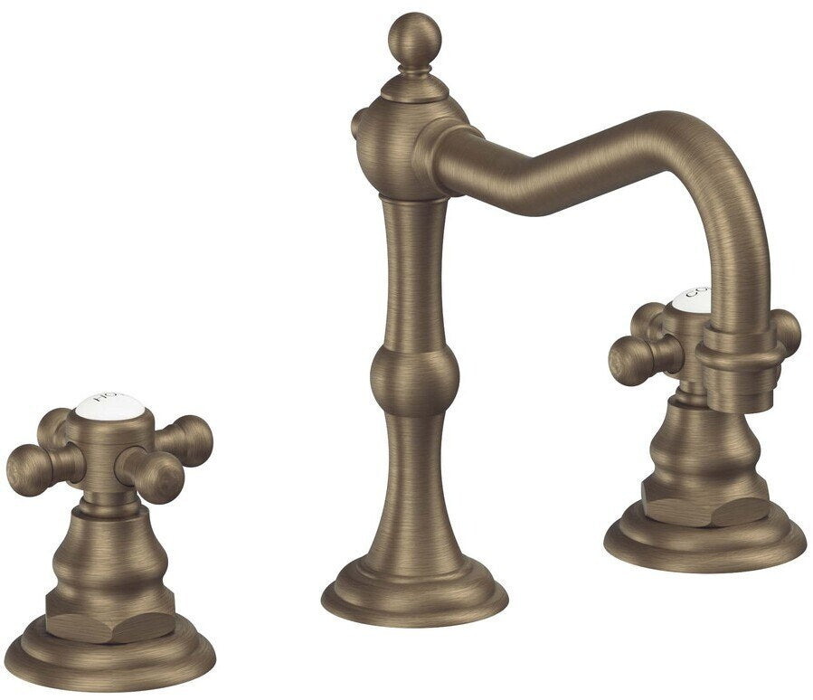 California Faucets Salinas 8" Llave de Lavabo de 3 Orificios para Cubierta, con Dos Manerales - Latón Antiguo Mate