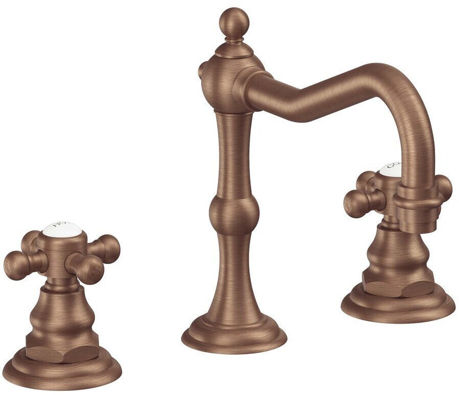 California Faucets Salinas 8" Llave de Lavabo de 3 Orificios para Cubierta, con Dos Manerales - Cobre Antiguo Mate