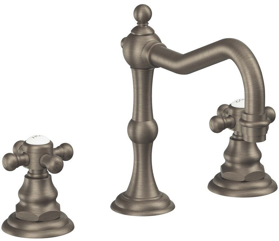 California Faucets Salinas 8" Llave de Lavabo de 3 Orificios para Cubierta, con Dos Manerales - Níquel Antiguo Mate