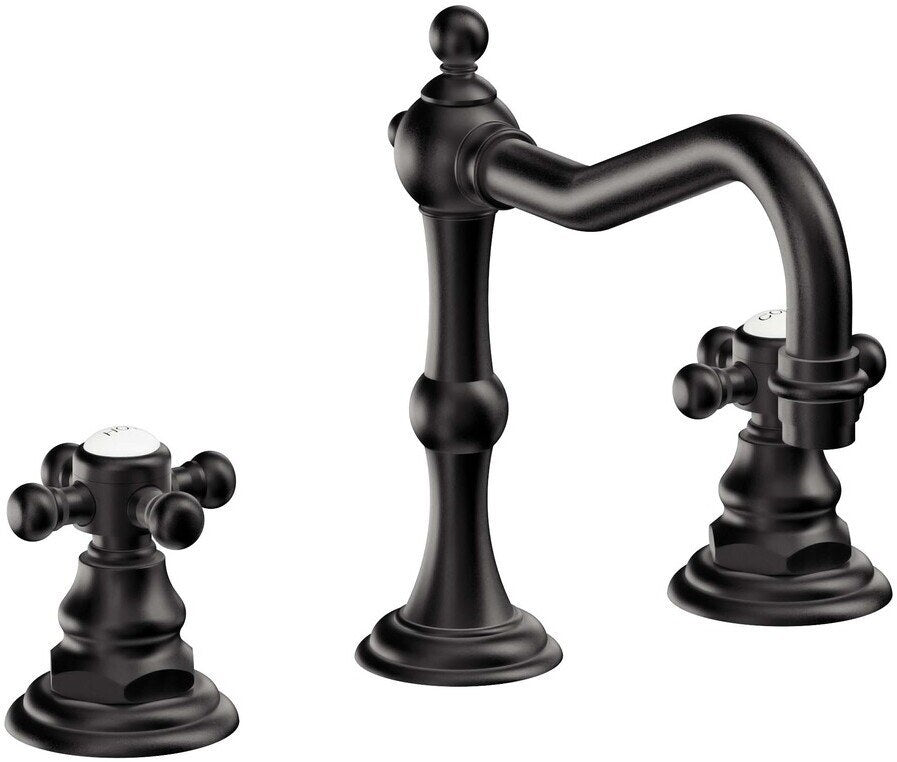 California Faucets Salinas 8" Llave de Lavabo de 3 Orificios para Cubierta, con Dos Manerales - Negro Mate