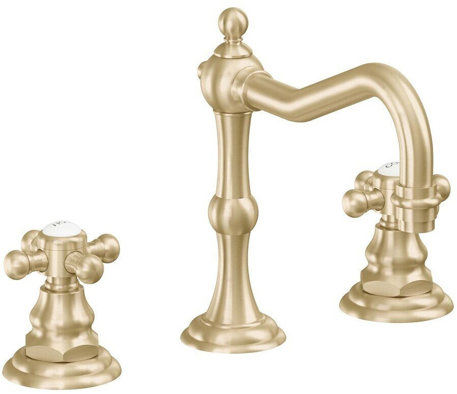 California Faucets Salinas 8" Llave de Lavabo de 3 Orificios para Cubierta, con Dos Manerales - Latón Satinado
