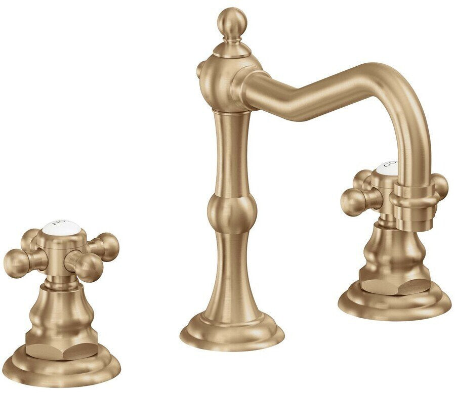 California Faucets Salinas 8" Llave de Lavabo de 3 Orificios para Cubierta, con Dos Manerales - Bronce Satinado