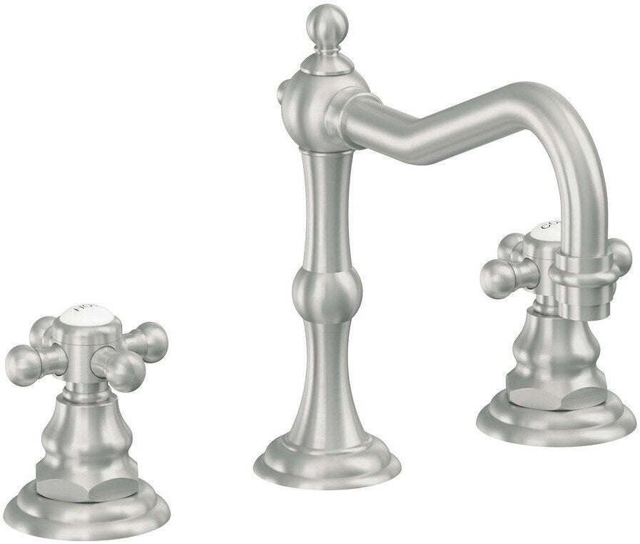 California Faucets Salinas 8" Llave de Lavabo de 3 Orificios para Cubierta, con Dos Manerales - Cromo Satinado