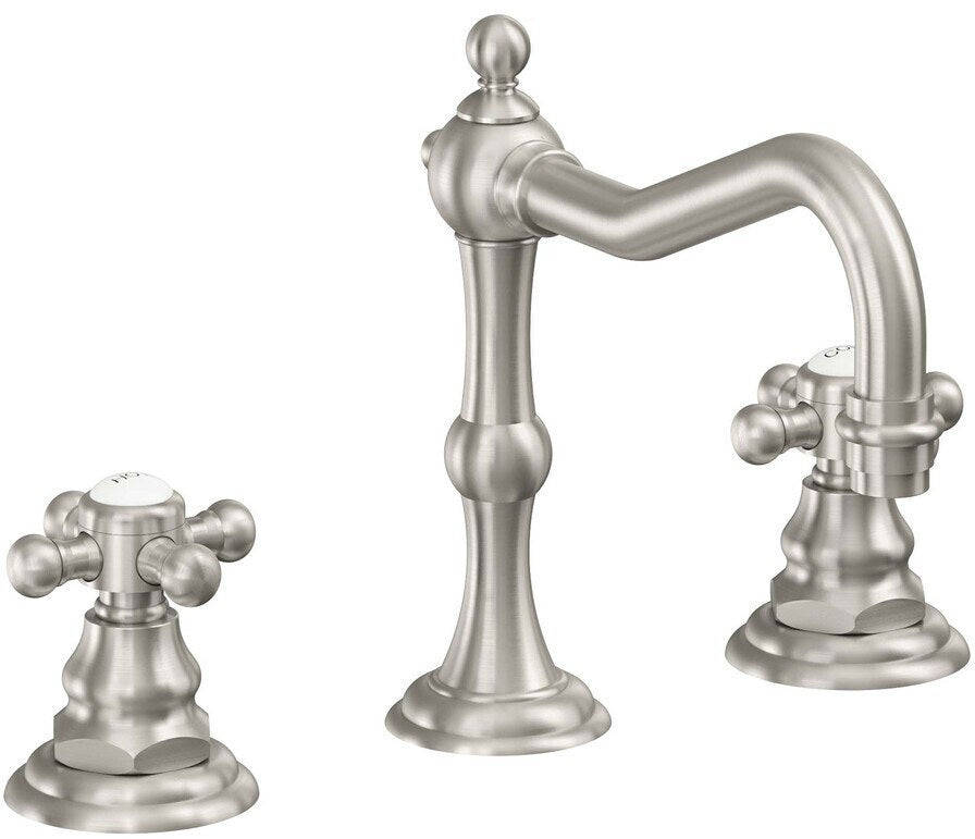 California Faucets Salinas 8" Llave de Lavabo de 3 Orificios para Cubierta, con Dos Manerales - Acero Inoxidable Ultra