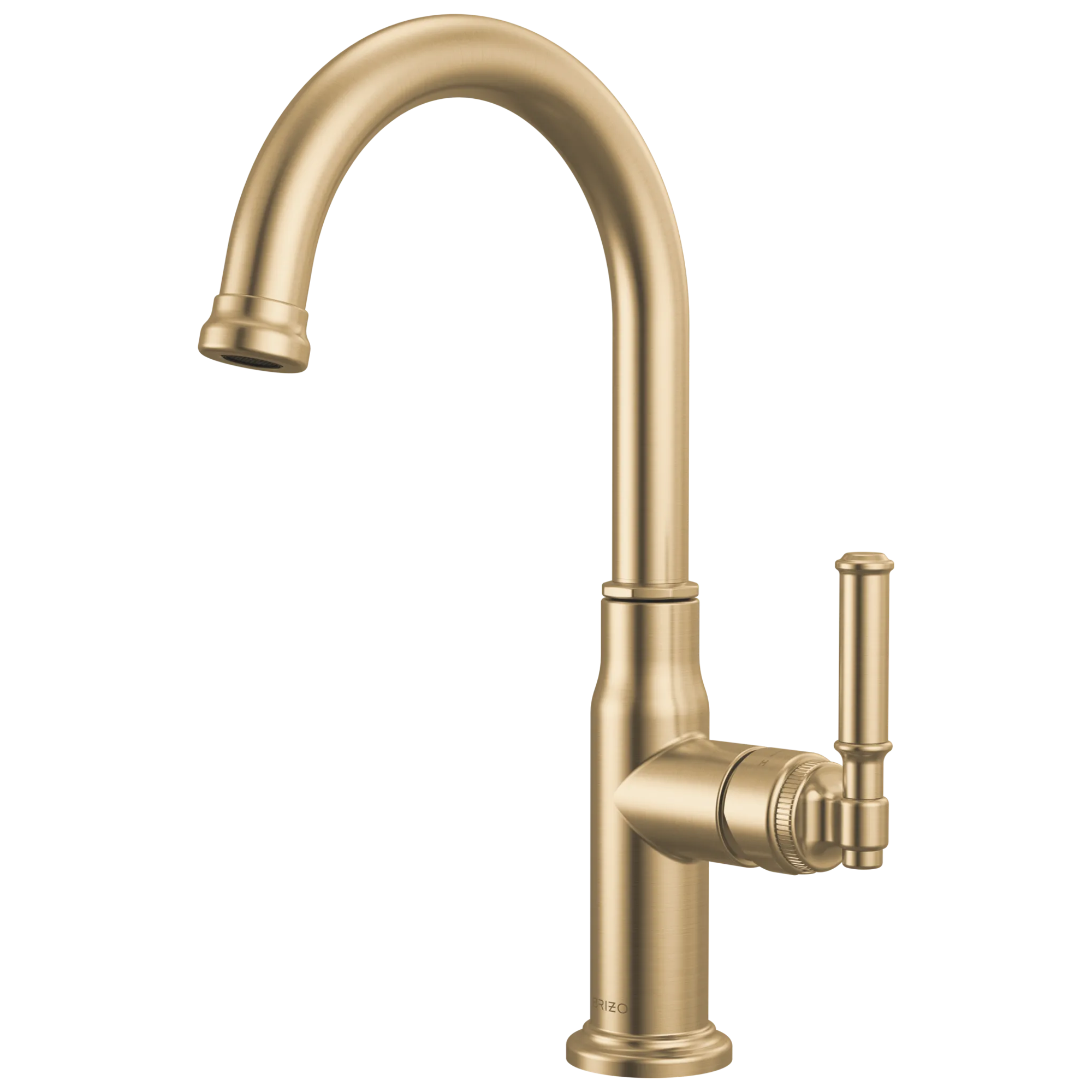 Brizo Faircroft Mezcladora de Bar — Surtidor en Arco — Oro Luxe — Manija Coin Edge