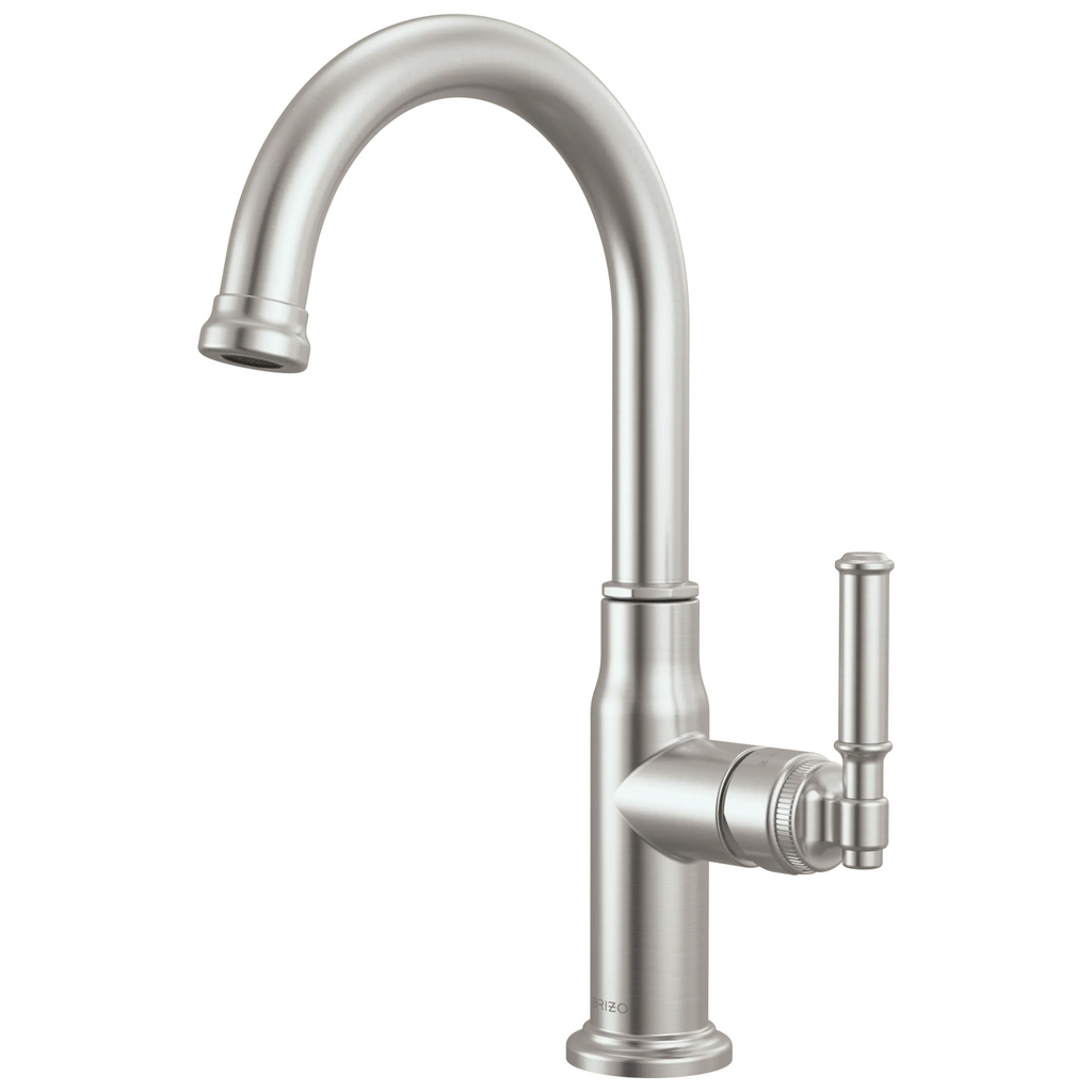 Brizo Faircroft Mezcladora de Bar — Surtidor en Arco — Acero Inoxidable — Manija Coin Edge