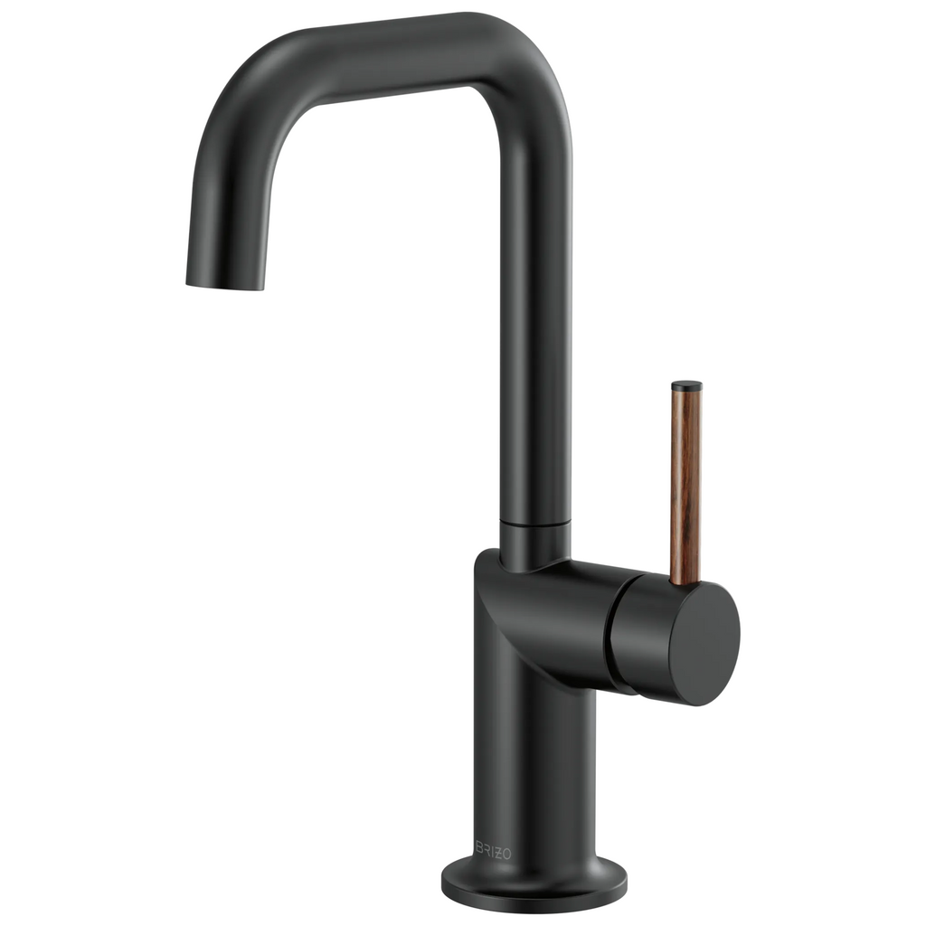 Brizo Odin Mezcladora de Bar — Surtidor Cuadrado — Negro Mate — Manija de Madera