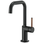 Brizo Odin Mezcladora de Bar — Surtidor Cuadrado — Negro Mate — Manija de Madera