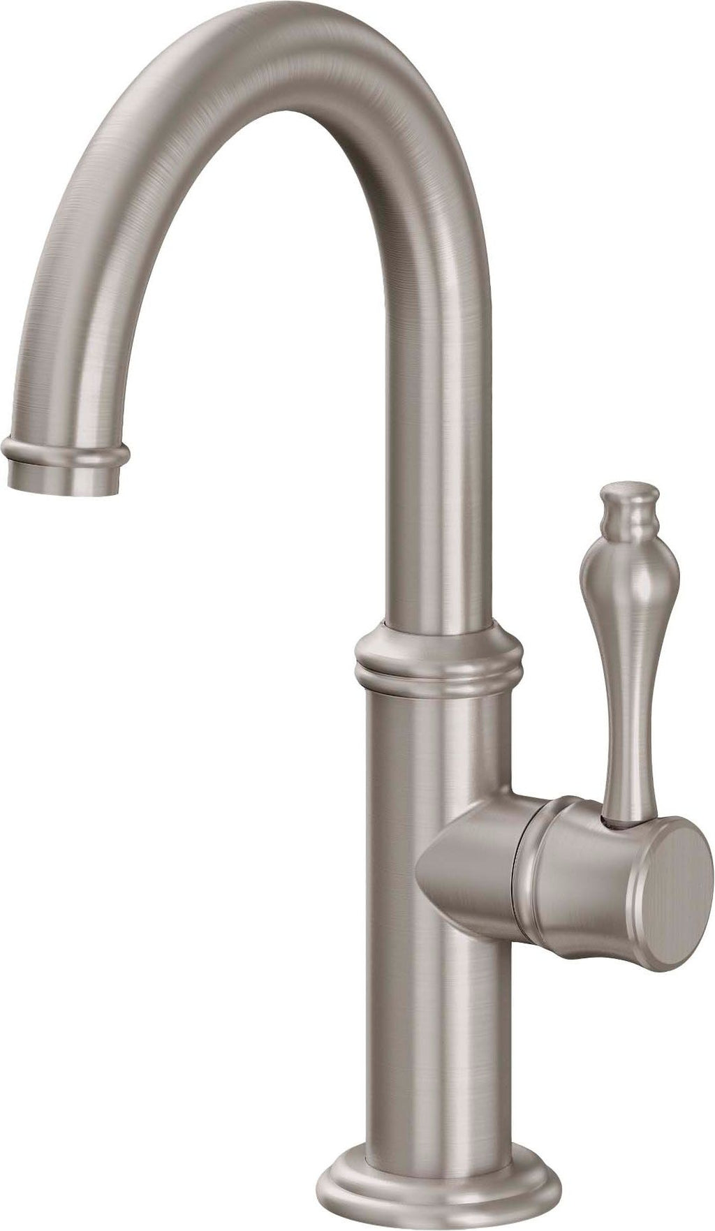 California Faucets Del Mar Llave de Lavabo/Bar/Preparación de Un Solo Orificio - Pico Alto - Níquel Satinado