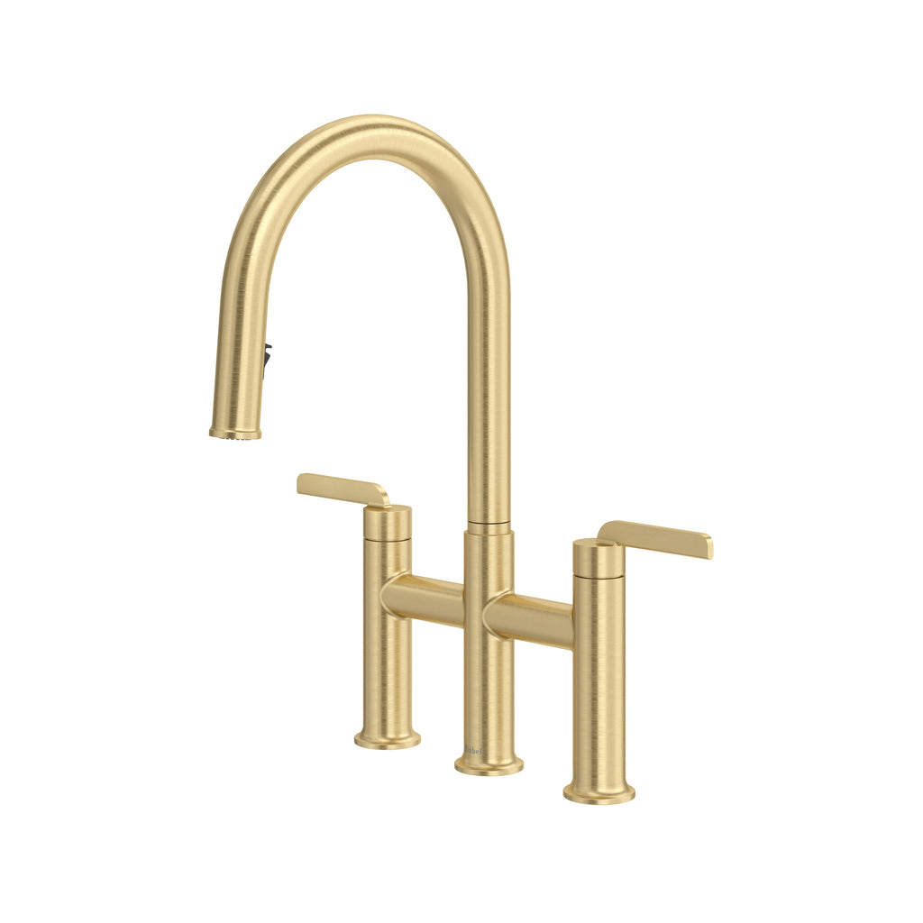 Rohl Authentica Mezcladora de Cocina Tipo Puente Extraíble Surtidor en C - Latón Satinado