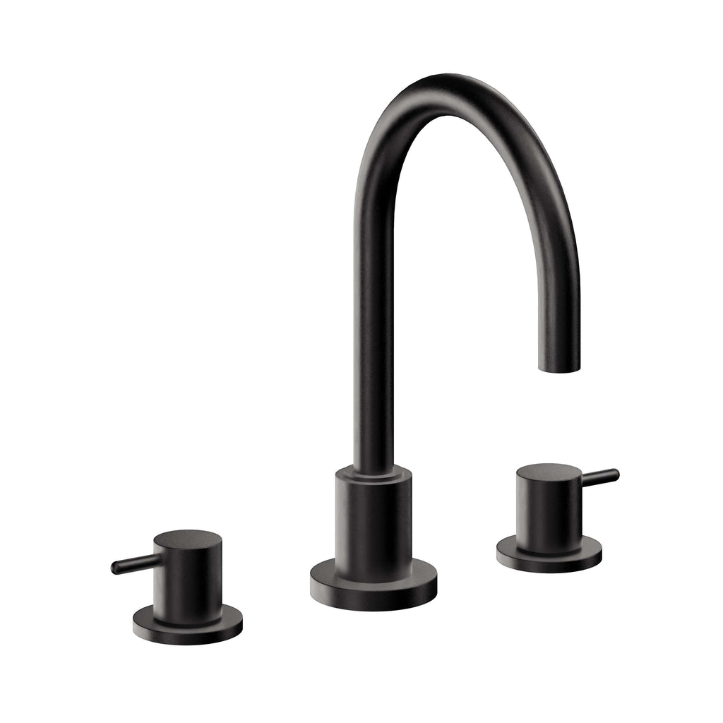 California Faucets Avalon Llave de Lavabo de 3 Orificios para Cubierta, con Dos Manerales - Negro Mate
