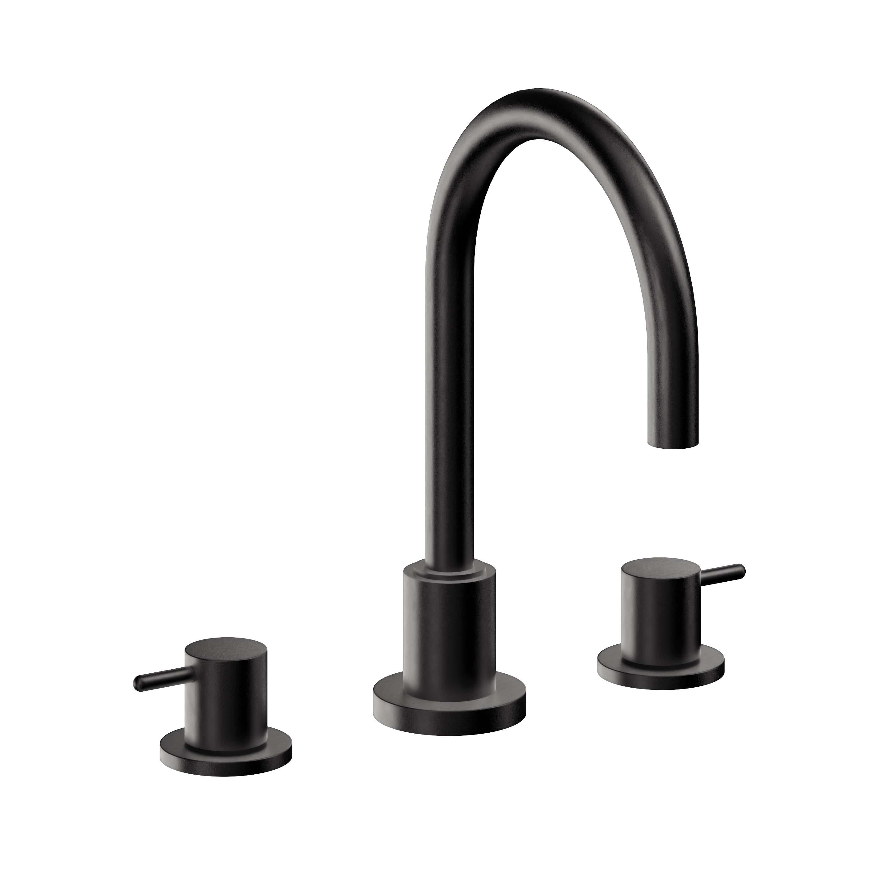 California Faucets Avalon Llave de Lavabo de 3 Orificios para Cubierta, con Dos Manerales - Negro Mate