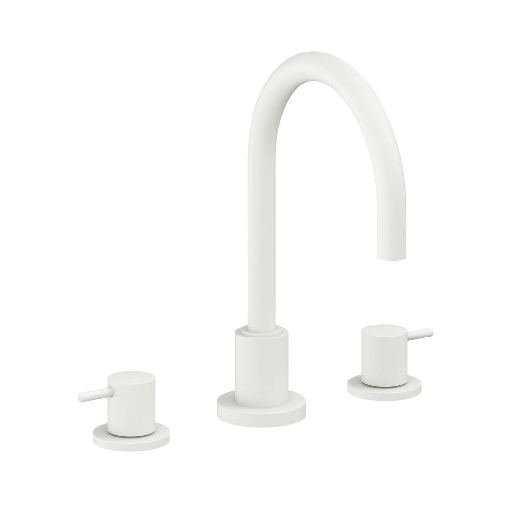 California Faucets Avalon Llave de Lavabo de 3 Orificios para Cubierta, con Dos Manerales - Blanco Mate