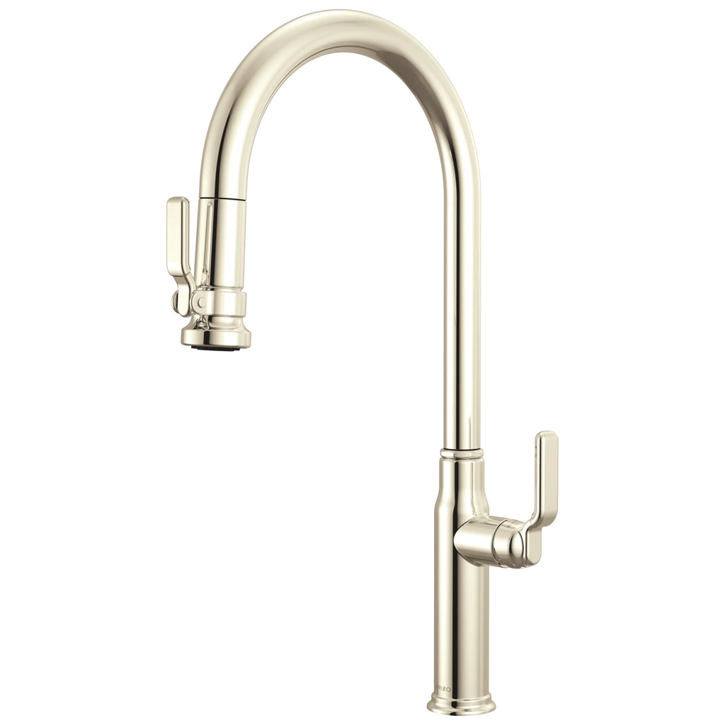 Brizo Faircroft Mezcladora Extraíble — Surtidor en Arco — Níquel Pulido — Manija Industrial
