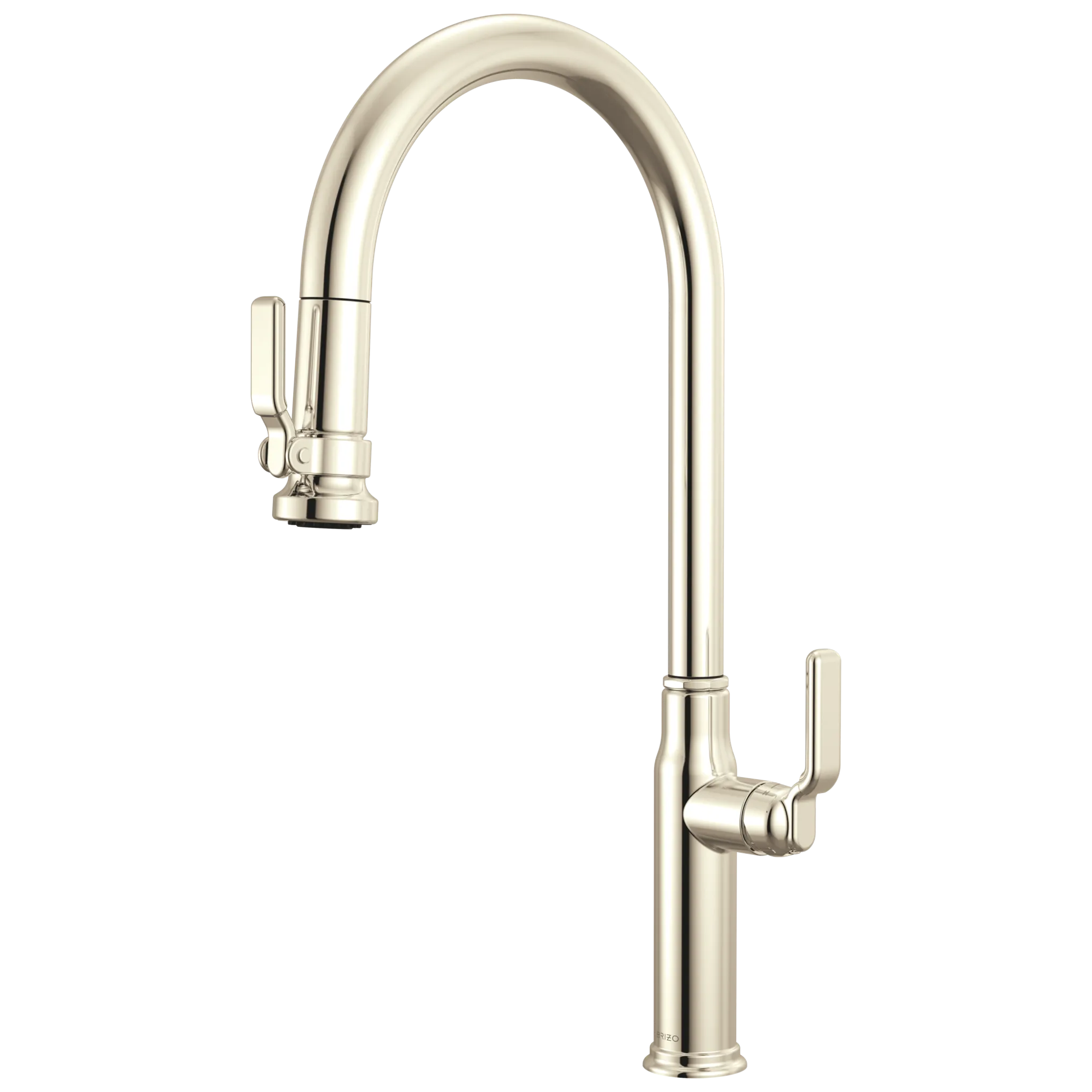 Brizo Faircroft Mezcladora Extraíble — Surtidor en Arco — Níquel Pulido — Manija Industrial