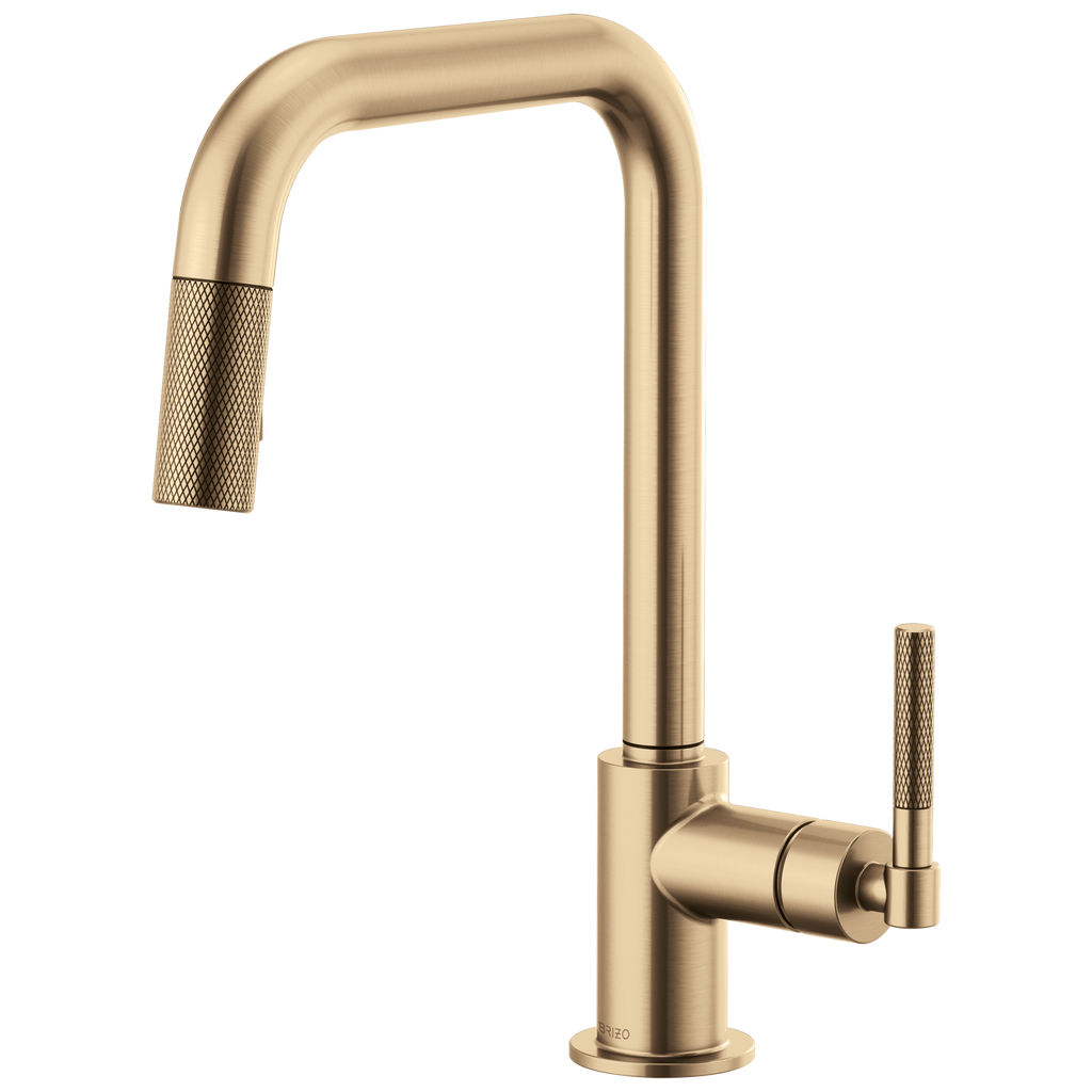 Brizo Litze Mezcladora Extraíble — Surtidor Cuadrado, Manija Knurled — Oro Luxe