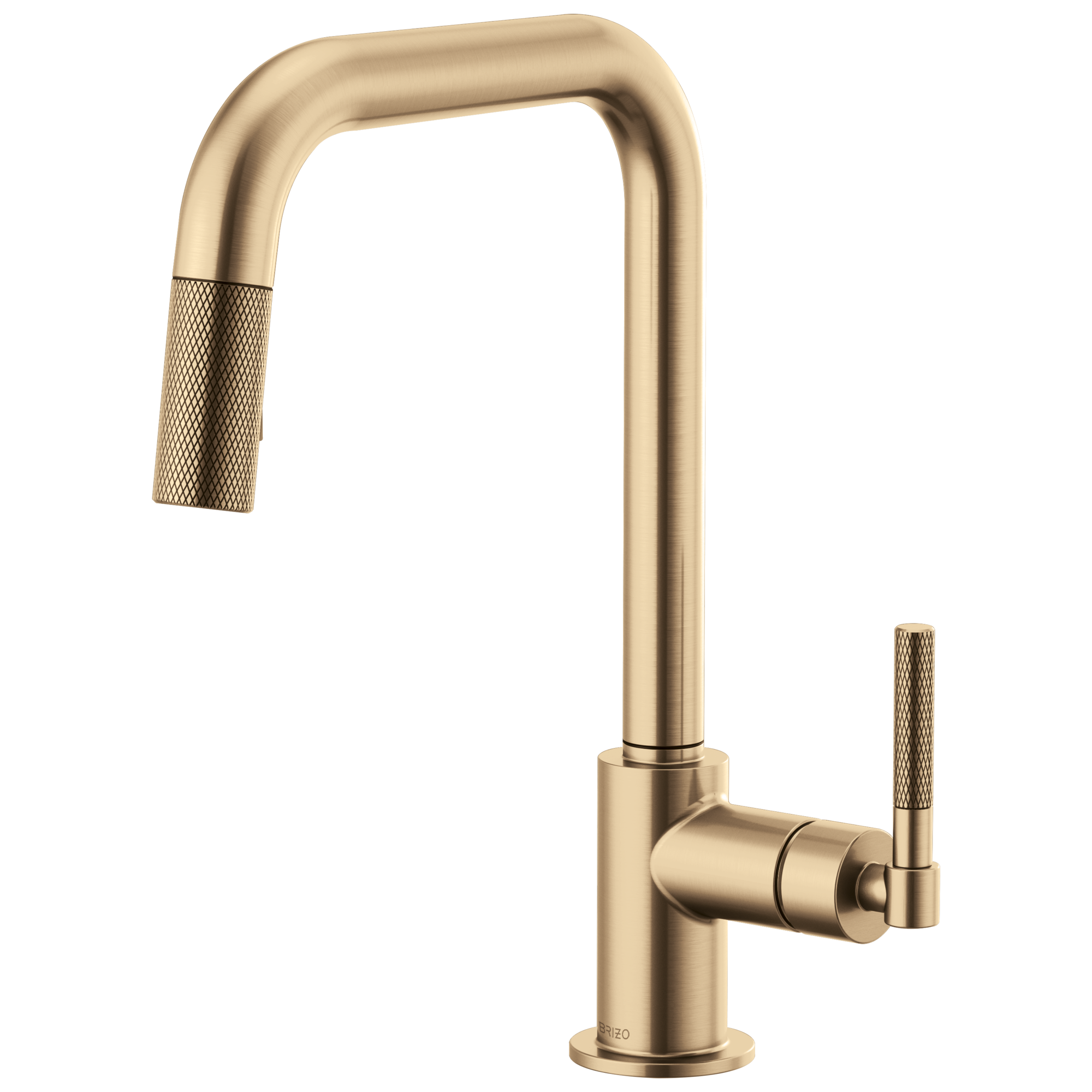 Brizo Litze Mezcladora Extraíble — Surtidor Cuadrado, Manija Knurled — Oro Luxe