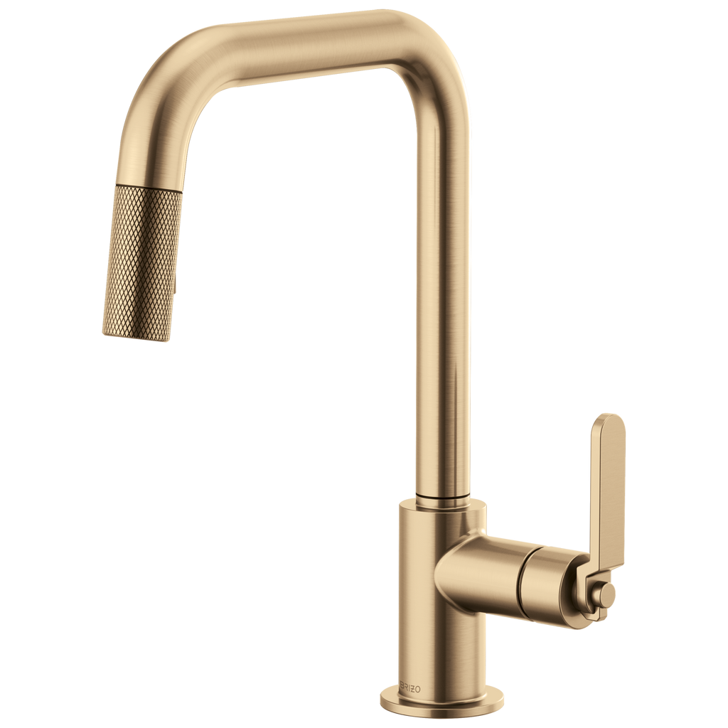 Brizo Litze Mezcladora Extraíble — Surtidor Cuadrado, Manija Industrial — Oro Luxe