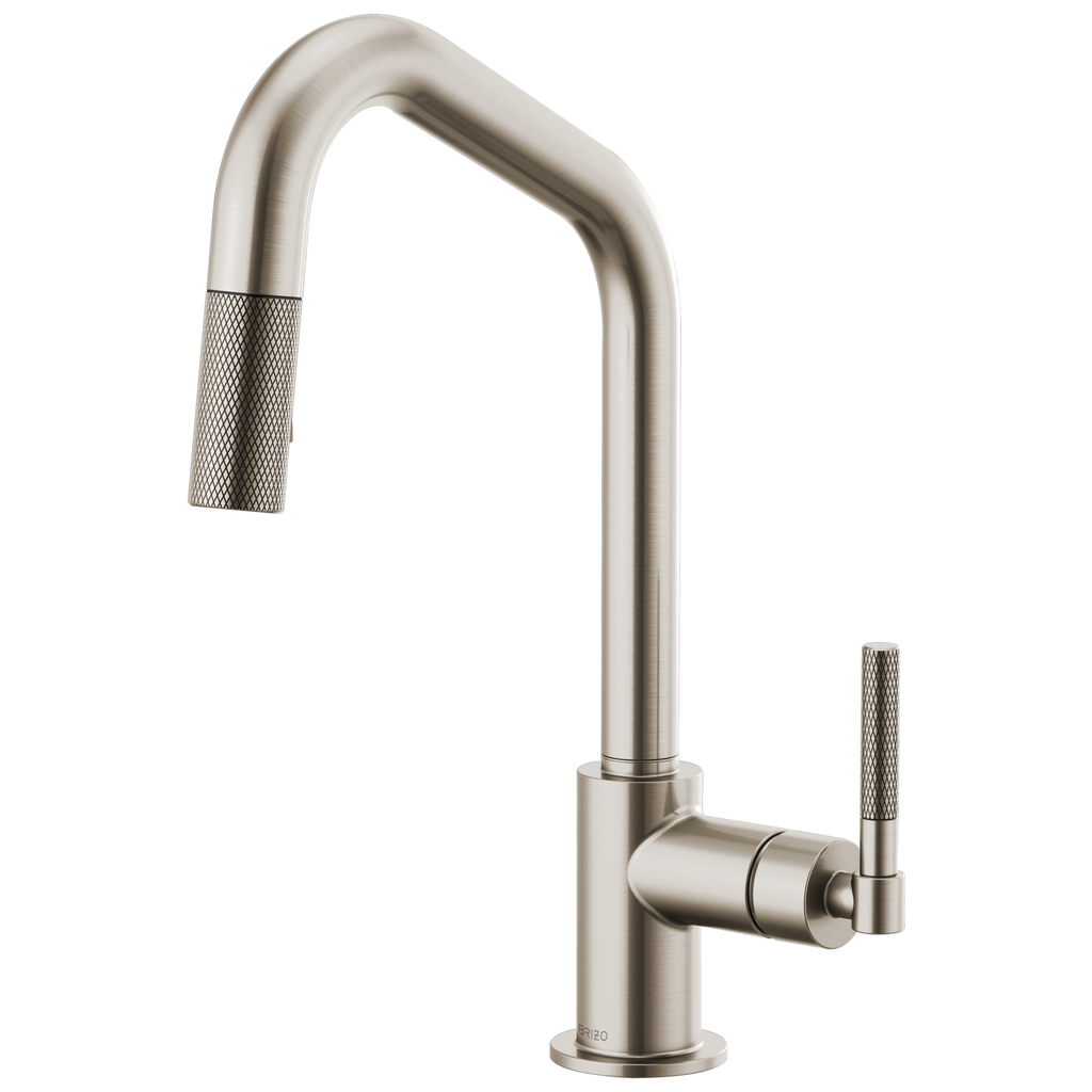 Brizo Litze Mezcladora Extraíble — Surtidor en Ángulo, Manija Knurled — Acero Inoxidable