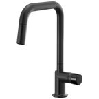 Brizo Odin Mezcladora Extraíble — Surtidor Cuadrado — Negro Mate — Perilla con Cristal Negro