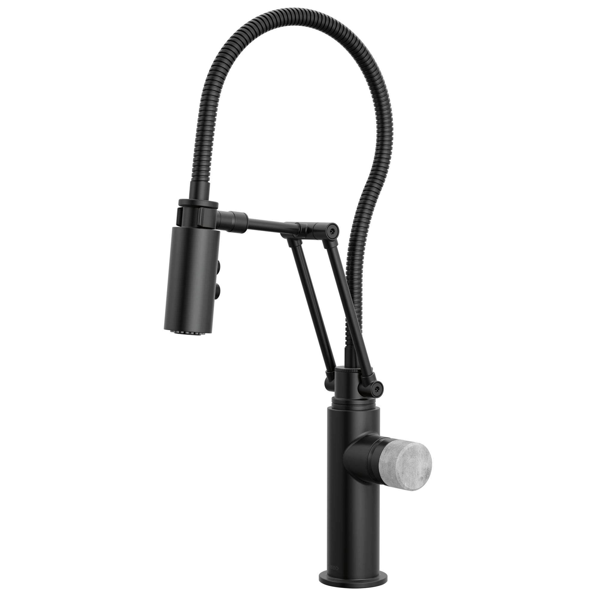 Brizo Odin Mezcladora Articulante con Manguera Integrada — Negro Mate — Perilla de Concreto