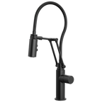 Brizo Odin Mezcladora Articulante con Manguera Integrada — Negro Mate — Perilla Metálica