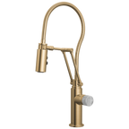 Brizo Odin Mezcladora Articulante con Manguera Integrada — Oro Luxe — Perilla de Concreto