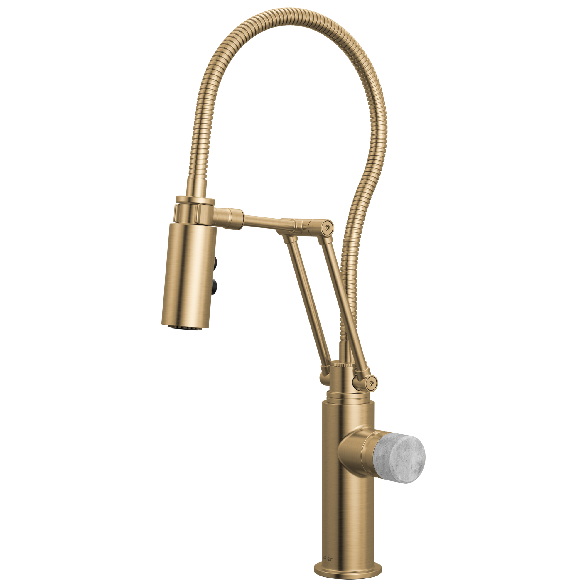 Brizo Odin Mezcladora Articulante con Manguera Integrada — Oro Luxe — Perilla de Concreto
