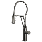 Brizo Odin Mezcladora Articulante con Manguera Integrada — Acero Luxe — Perilla Metálica