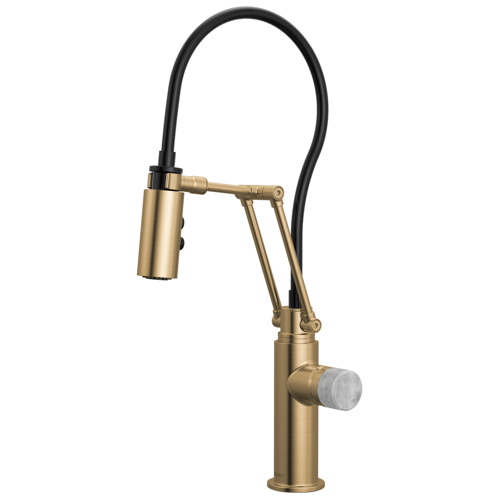 Brizo Odin Mezcladora Articulante — Oro Luxe — Perilla de Concreto