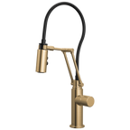 Brizo Odin Mezcladora Articulante — Oro Luxe — Perilla Metálica
