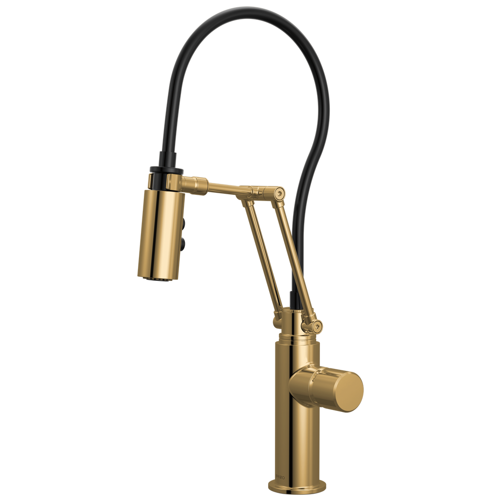 Brizo Odin Mezcladora Articulante — Oro Pulido — Perilla Metálica
