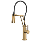 Brizo Odin Mezcladora Articulante — Oro Pulido — Manija de Madera