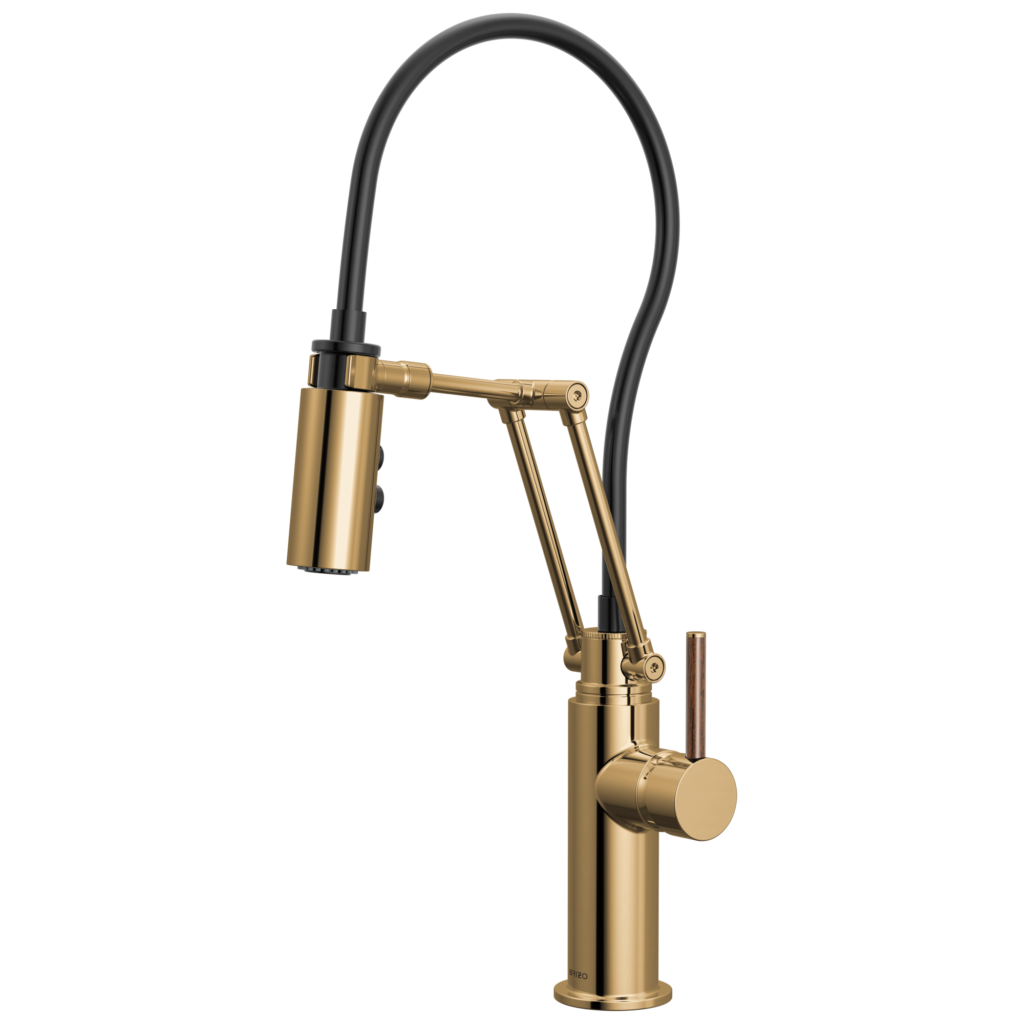 Brizo Odin Mezcladora Articulante — Oro Pulido — Manija de Madera