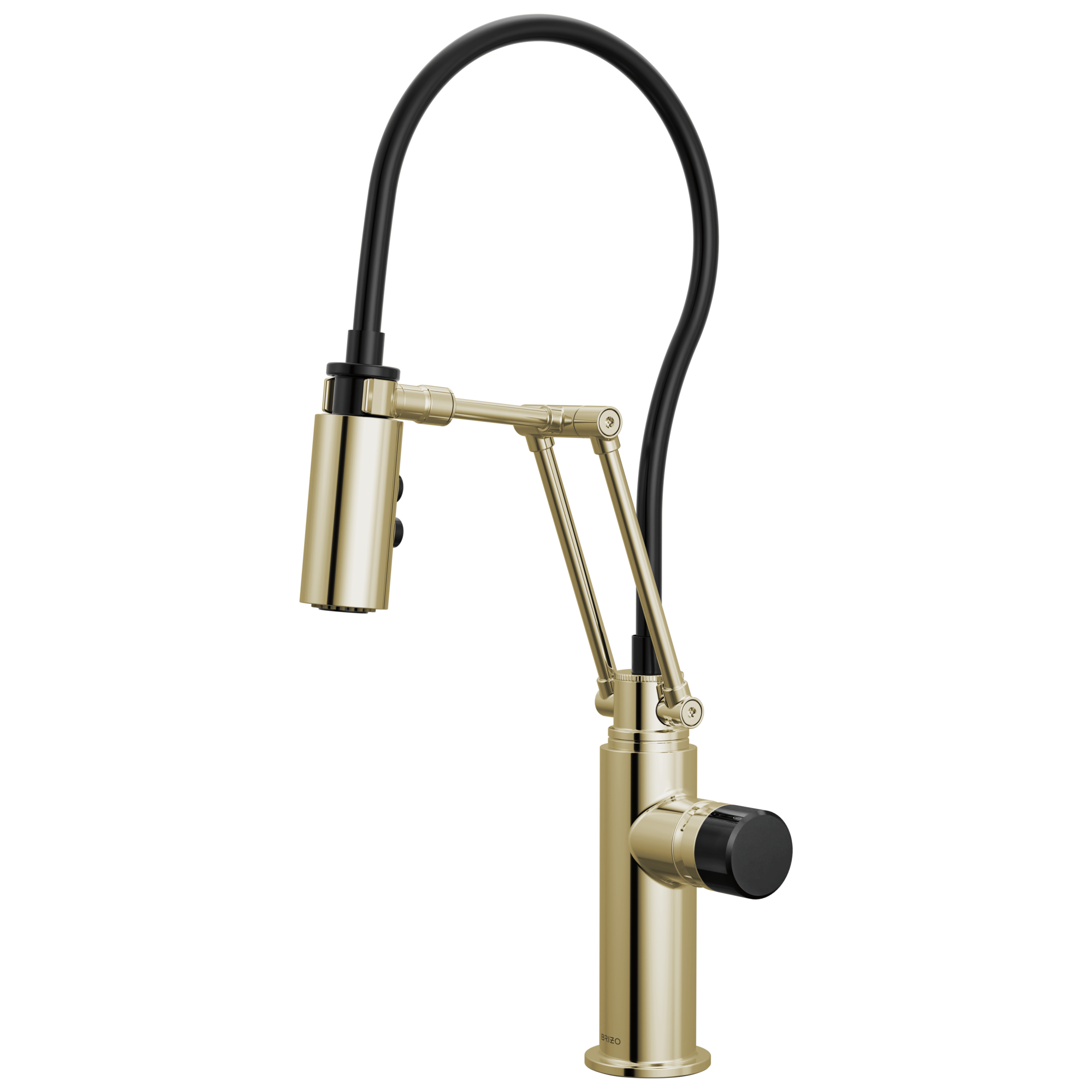 Brizo Odin Mezcladora Articulante — Níquel Pulido — Perilla con Cristal Negro